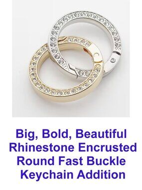Big, Bold, Beautiful  Rhinestone Encrusted Round Fast Buckle  One Gold or Silver